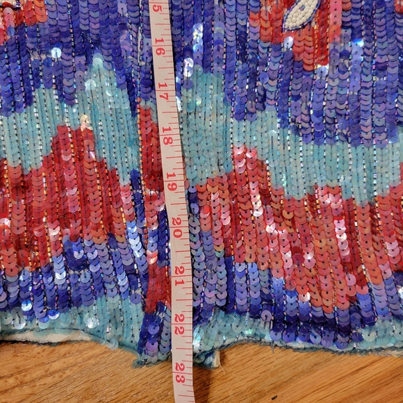 Vintage Silk Colorful Sequin & Beaded Short Sleeve Top - Picture 13 of 13
